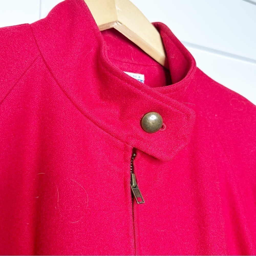 Vintage Pendleton Wool Bomber Jacket Red Oversized XL Zip Front Coat short warm - Picture 2 of 9